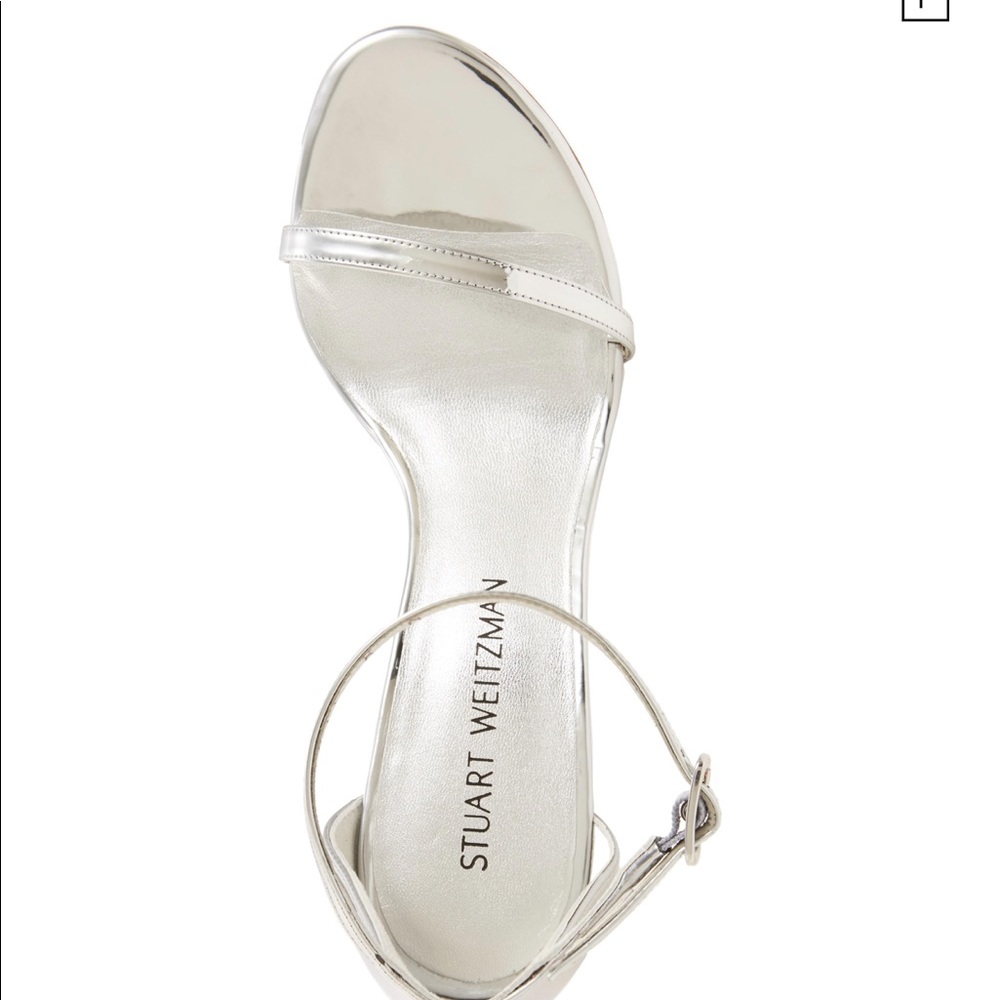 STUART WEITZMAN NUDISTSONG TIN GLASS SILVER HEELS - Picture 3 of 4